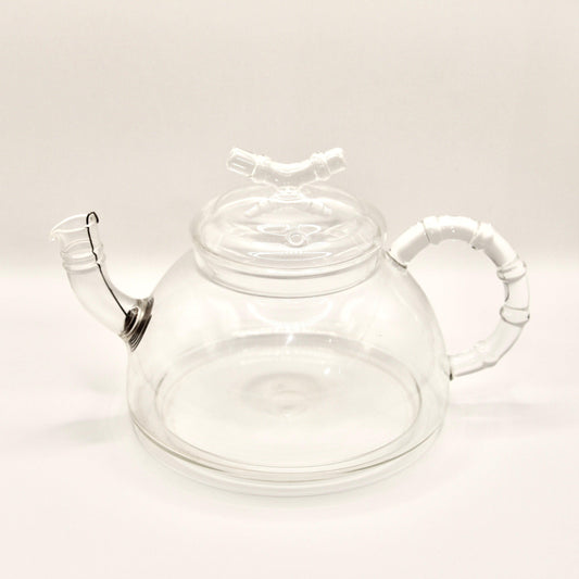 Large Glass Bamboo-Style Teapot
