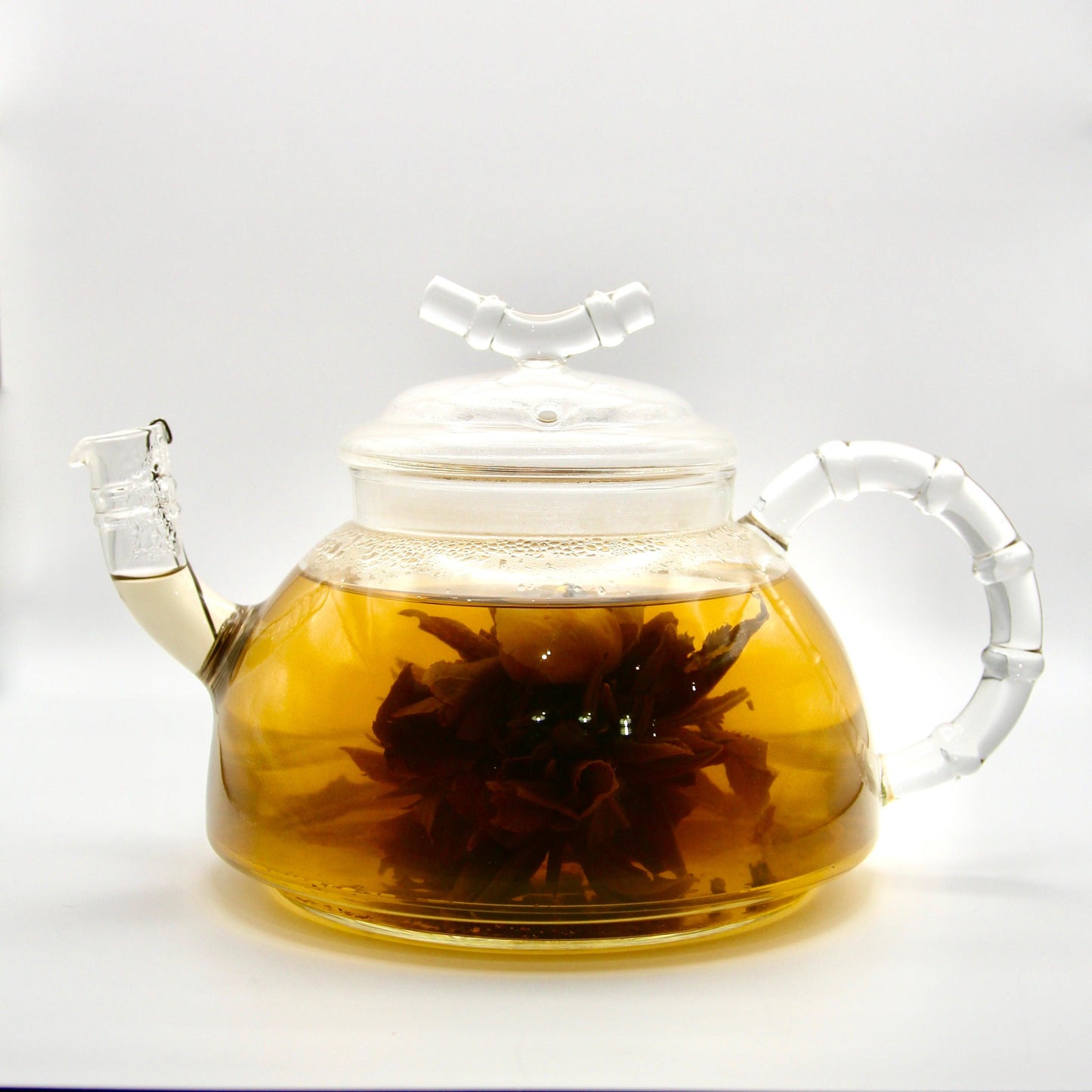 Large Glass Bamboo-Style Teapot