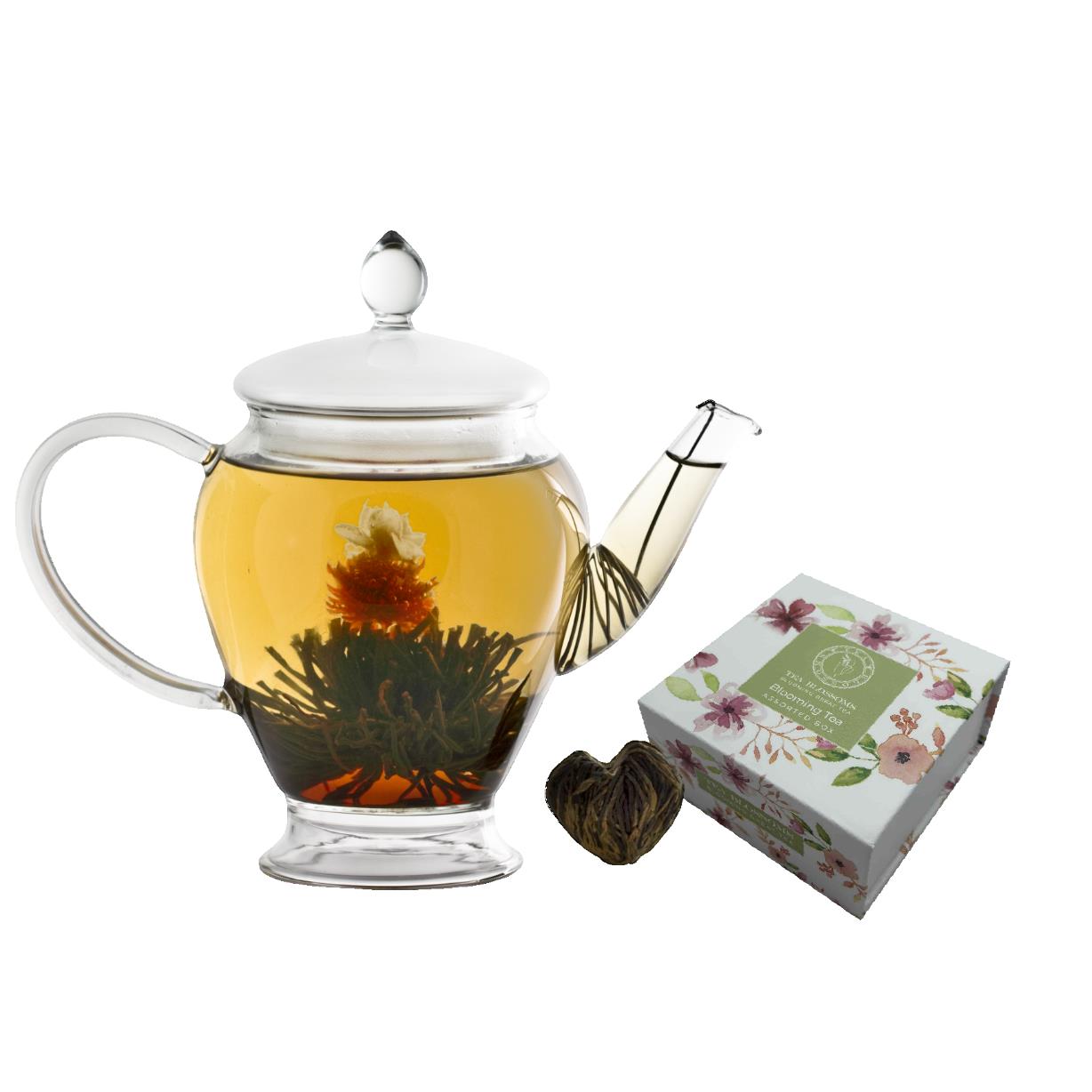 Blooming Tea Gift Box - Black Tea, Camellia, Hibiscus Flower, Chocolate (4 Balls)
