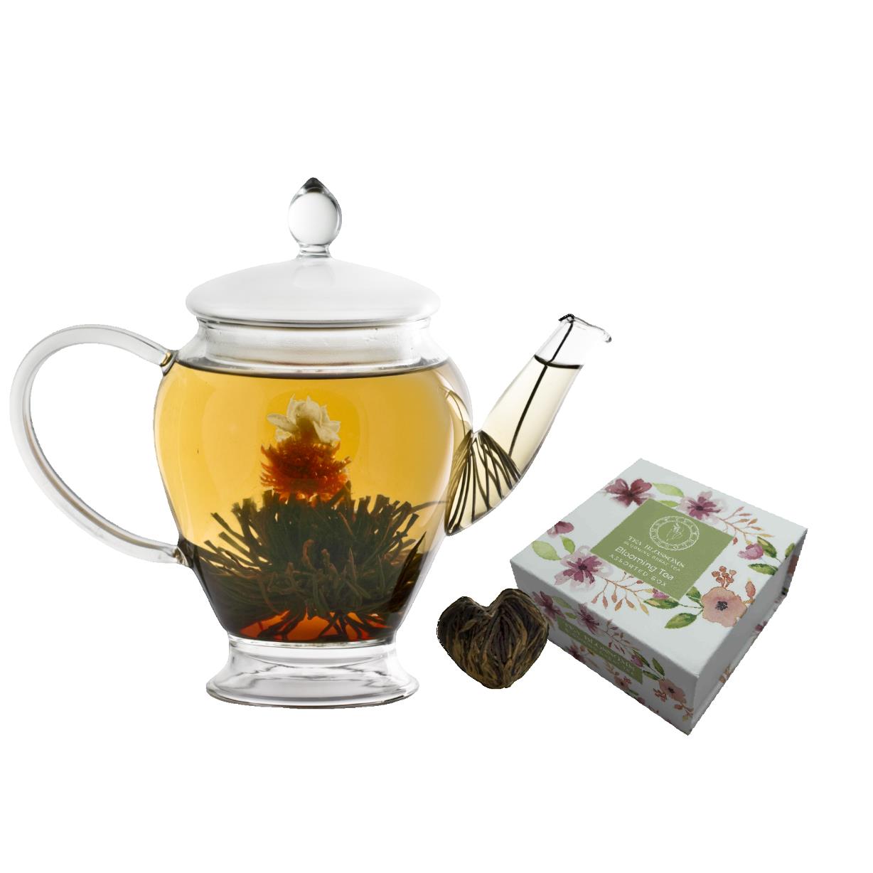 Blooming Tea Gift Box - Black tea, G Amaranth, Jasmine, Strawberry Cream (4 Balls)