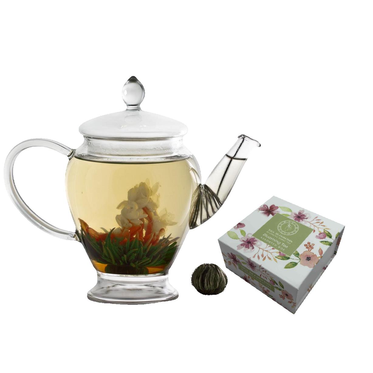 Blooming Tea Gift Box - Green tea, Red Lily, Jasmine, Peach flavour (4 balls)