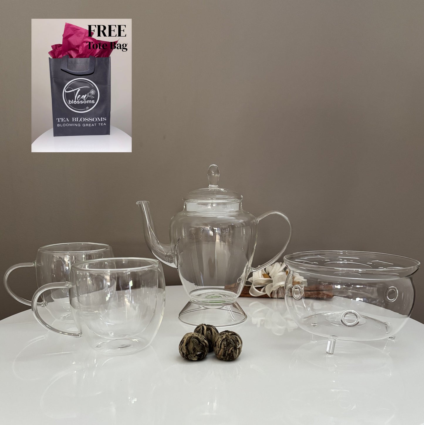 Glass Teapot, Warmer and Cup set