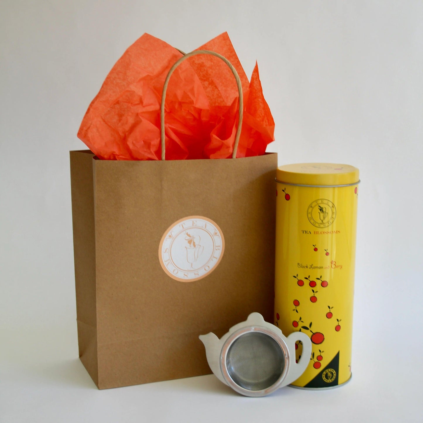 100g Loose Leaf Tea in a Gift Tin and with a Teapot-Shaped Tea Strainer