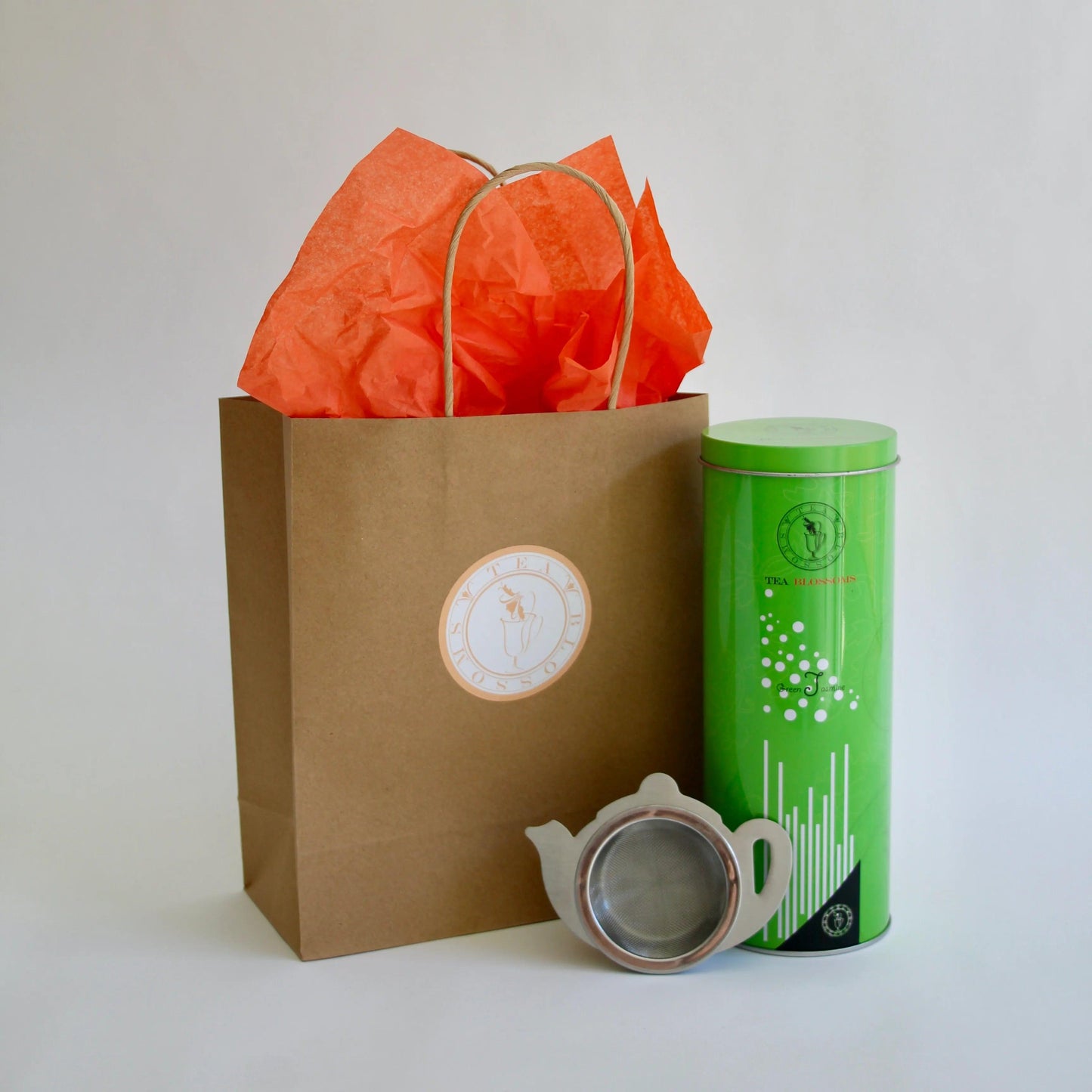 100g Loose Leaf Tea in a Gift Tin and with a Teapot-Shaped Tea Strainer