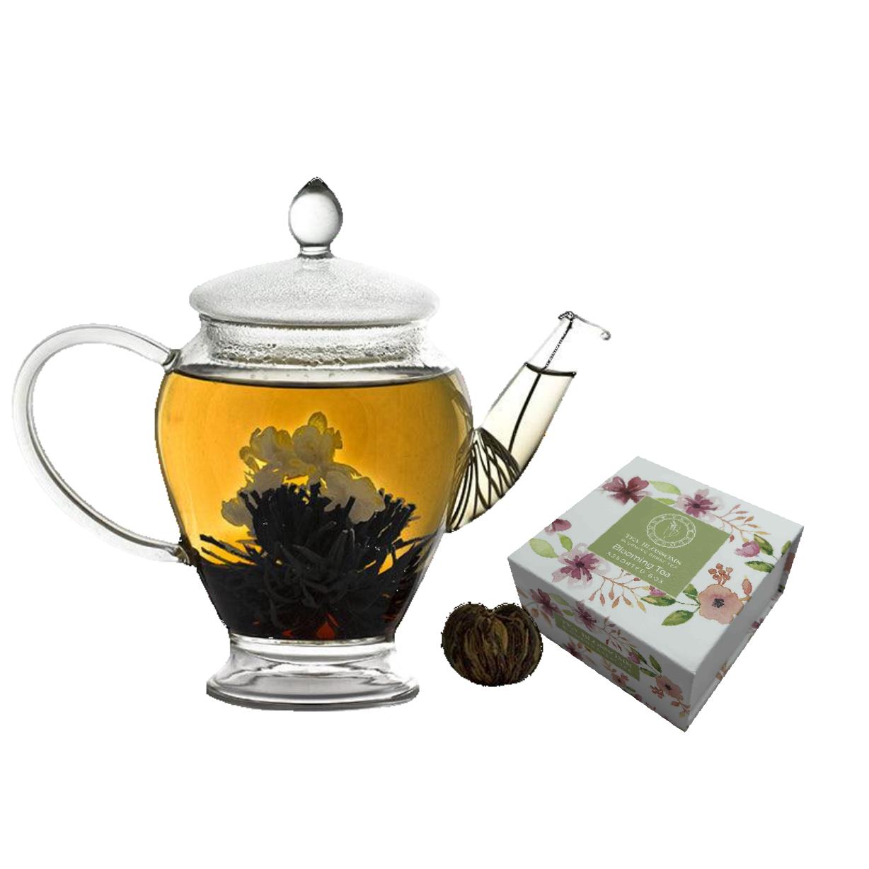 Blooming Tea Gift Box - Black tea, Jasmine, Vanilla flavour (4 balls)