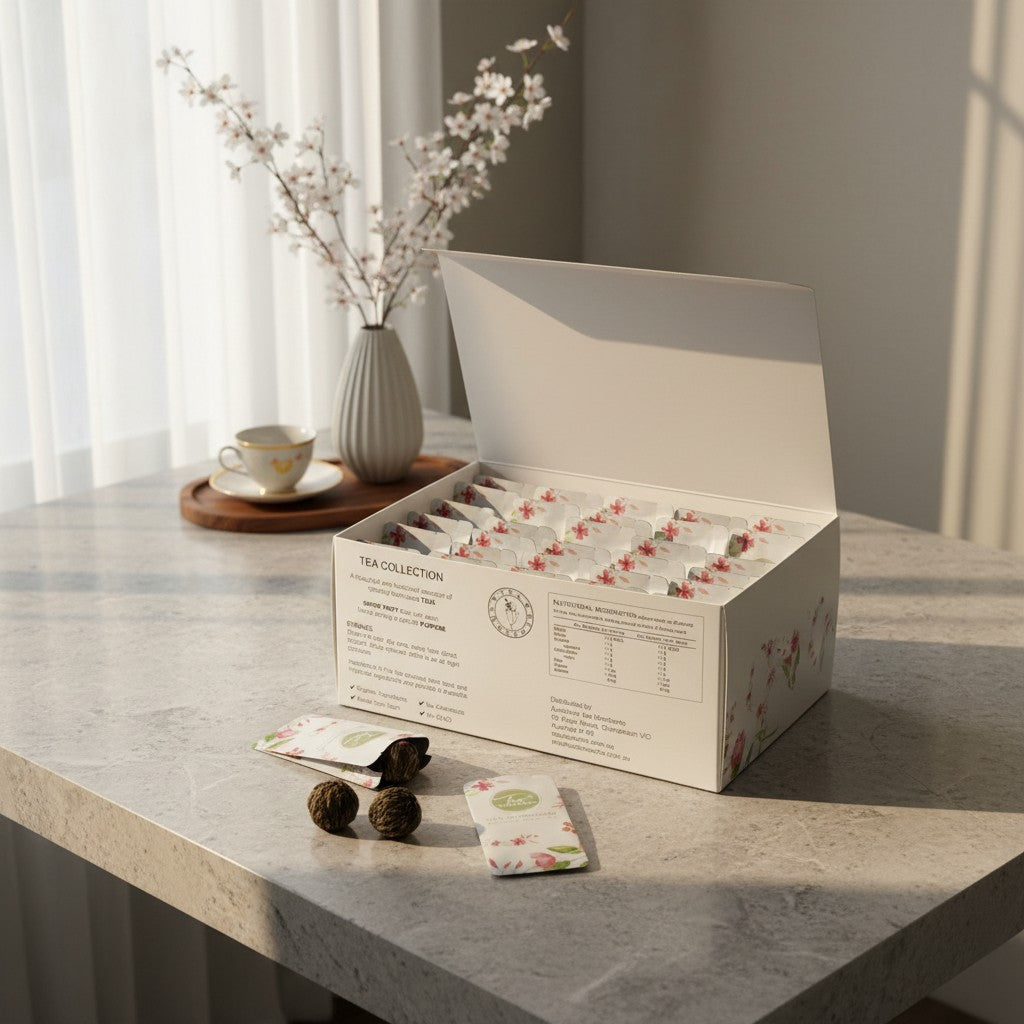 Blooming tea variety pack with 30 tea balls