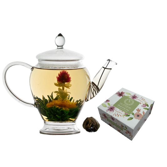 (NEW) Blooming Tea Gift Box - Green tea, Globe Amaranth, Jasmine, Peppermint (4 balls)