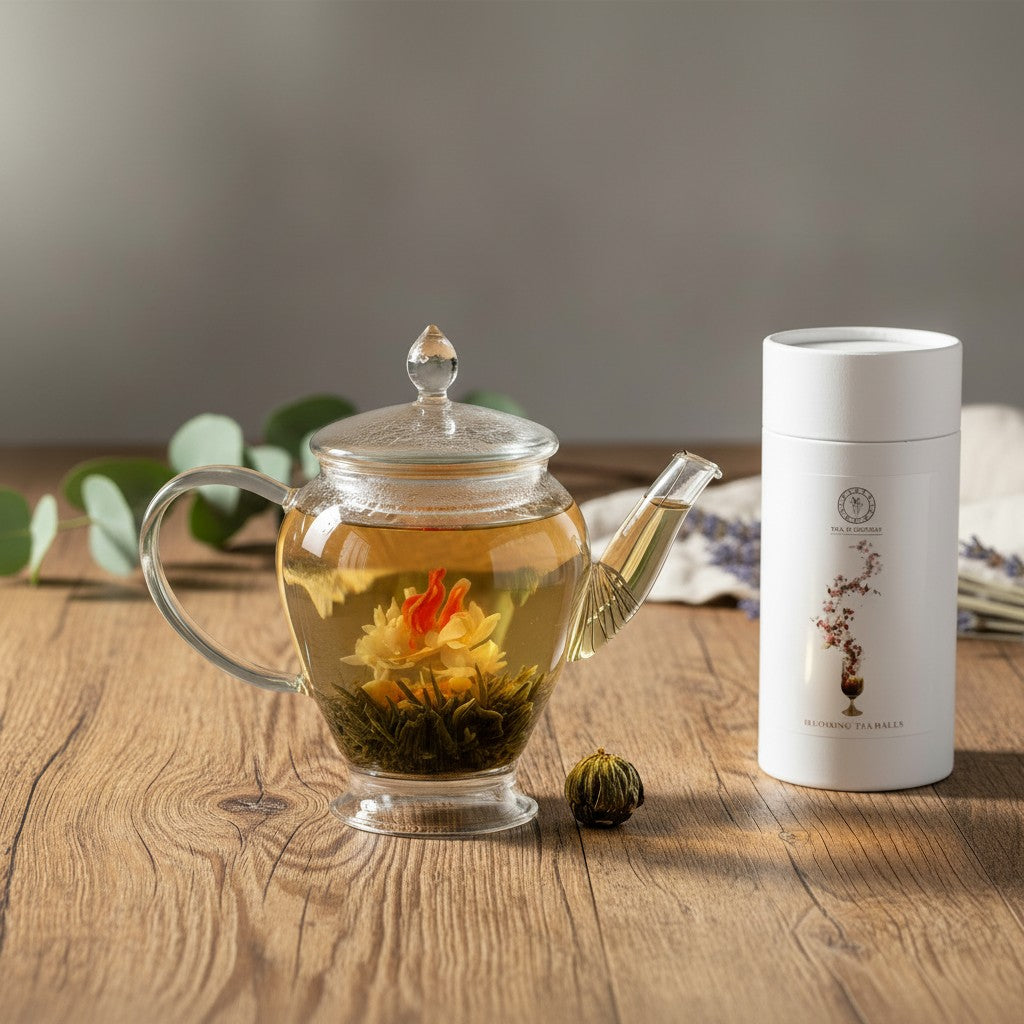 600ml Glass Teapot storage cylinder and blooming tea 