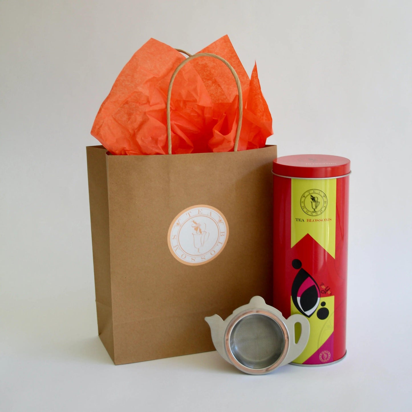 100g Loose Leaf Tea in a Gift Tin and with a Teapot-Shaped Tea Strainer