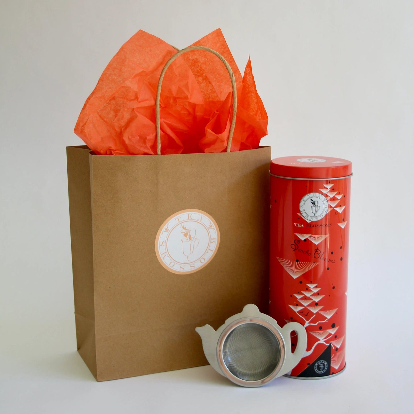 100g Loose Leaf Tea in a Gift Tin and with a Teapot-Shaped Tea Strainer